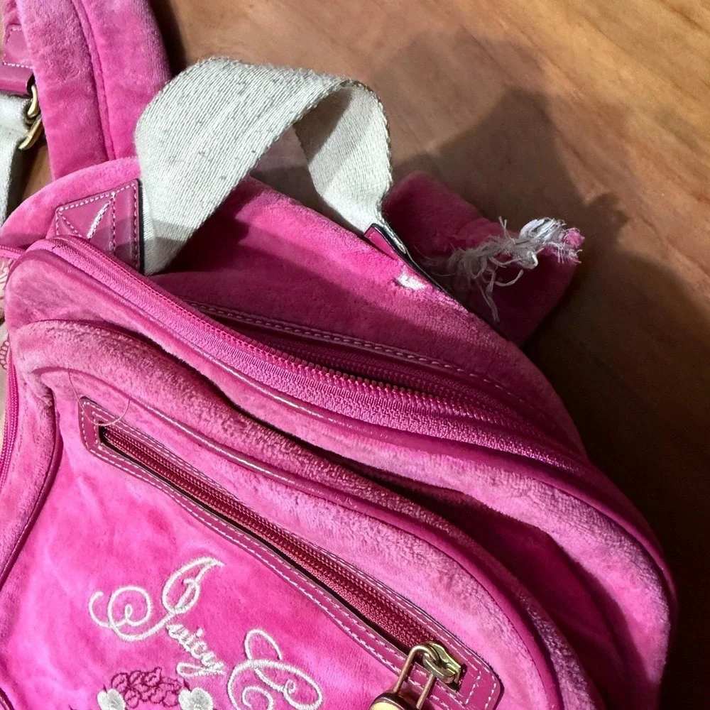 Vintage Y2K Velour Juicy Couture Backpack Bag Embroidered 2000's Velvet